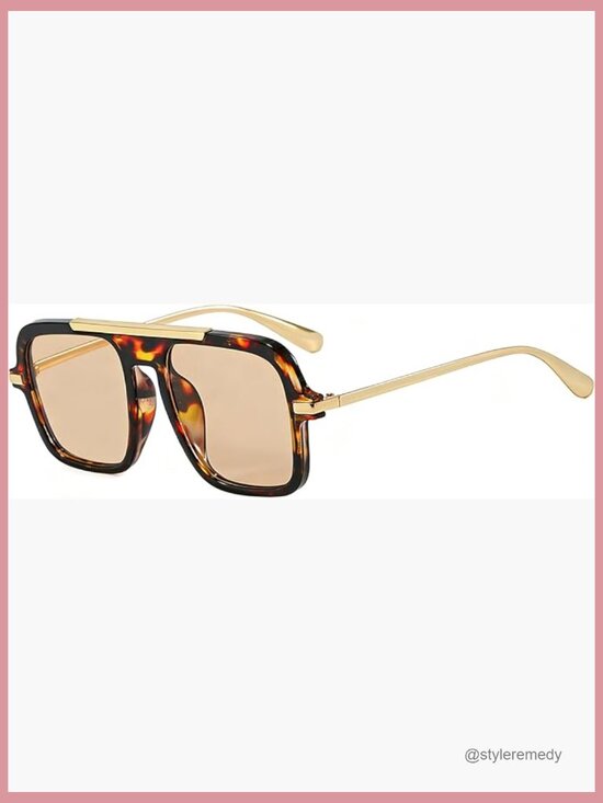 Retro Square Aviator Sunglasses Vintage Big Frame UV400 Protection main image 6